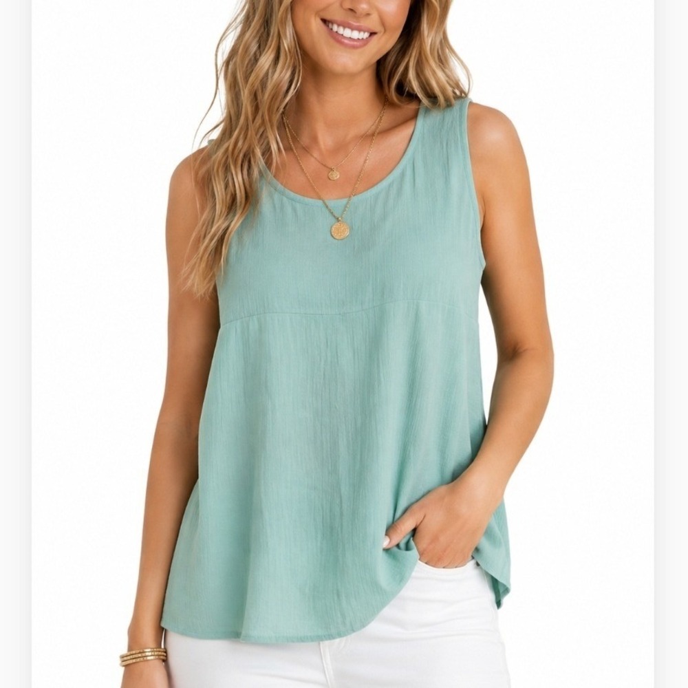 Rhea Aruba Blue Crinkle Cami Top S/M Resort Coastal